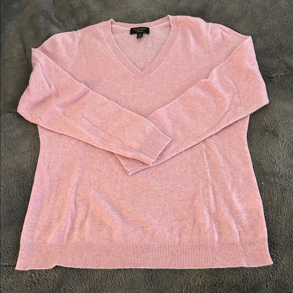 Pink V Neck Cashmere Sweater